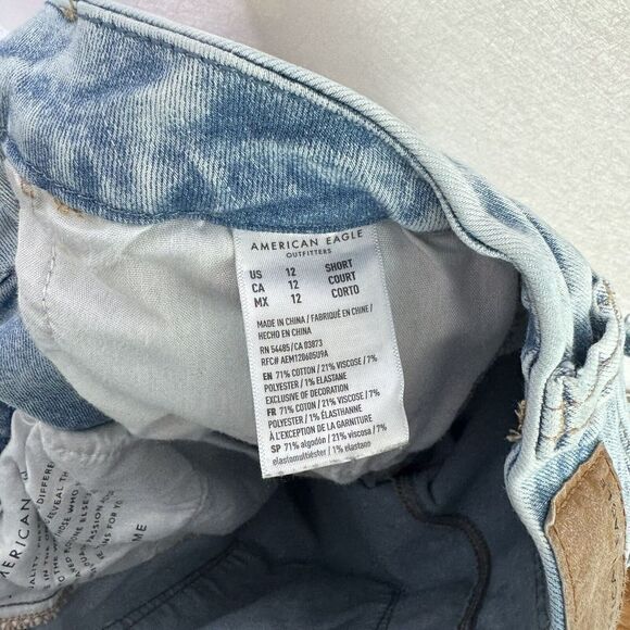 American Eagle Curvy Super Hi-Rise Jegging Destroyed Acid Wash Jean 12S - Picture 5 of 5